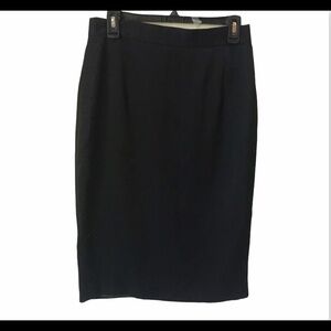 Louis Feraud Vintage Wool Pencil Skirt Midi Fitted Minimalist Black Size 10